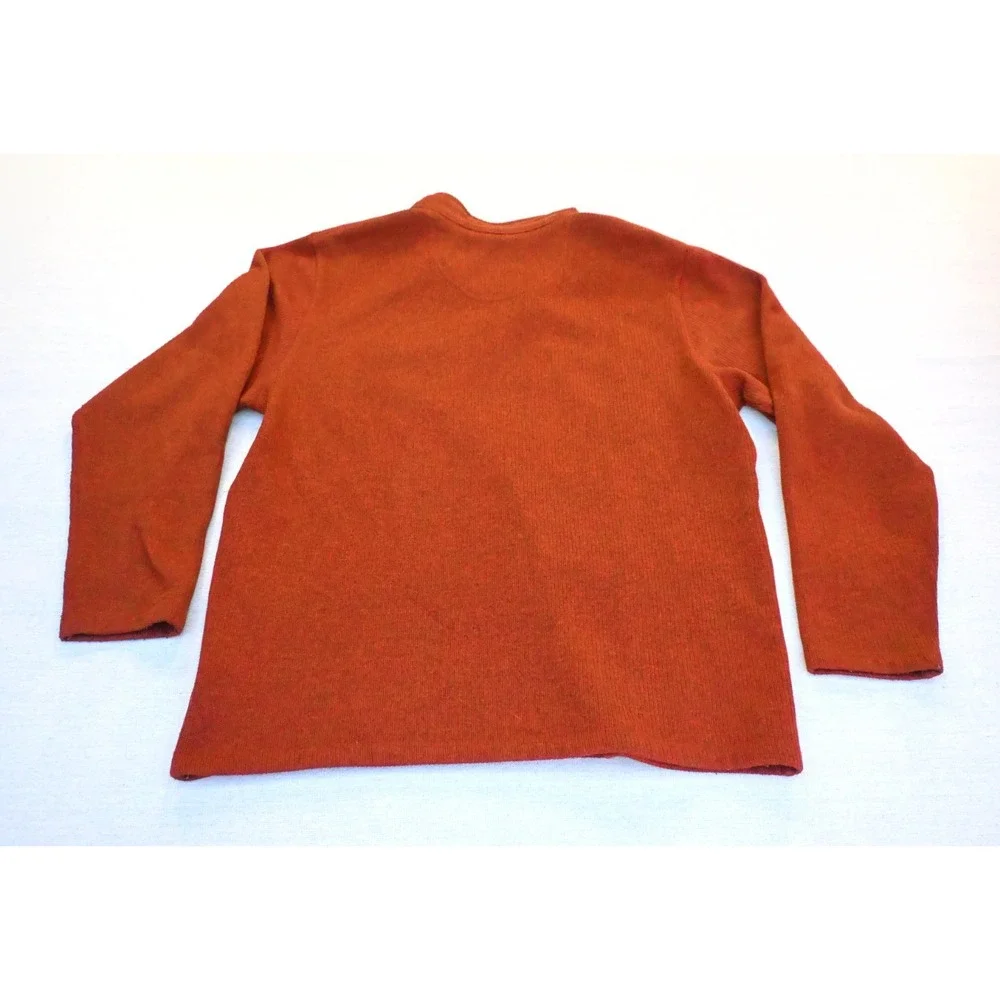 Outdoor Life Mens L Quarter Zip Sweater Orange Fleece Back Chest Pocket Cozy